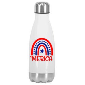 Rainbow Heart America Rainbow 4th Of July Gift Stainless Steel Insulated Water Bottle