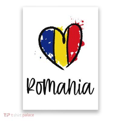 Romania Heart Art Flag Cute Europe Minimal Romanian Gift Poster