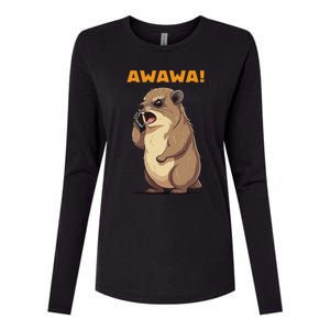 Rock Hyrax Awawa Angry Phonecall Womens Cotton Relaxed Long Sleeve T-Shirt