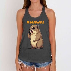 Rock Hyrax Awawa Angry Phonecall Women's Knotted Racerback Tank