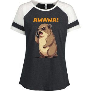 Rock Hyrax Awawa Angry Phonecall Enza Ladies Jersey Colorblock Tee