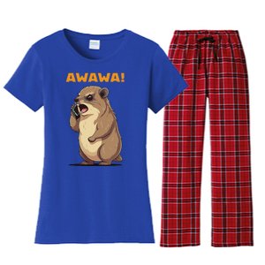 Rock Hyrax Awawa Angry Phonecall Women's Flannel Pajama Set