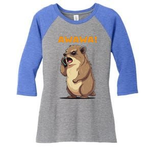 Rock Hyrax Awawa Angry Phonecall Women's Tri-Blend 3/4-Sleeve Raglan Shirt