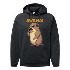 Rock Hyrax Awawa Angry Phonecall Funny Groundhog Dassie Performance Fleece Hoodie