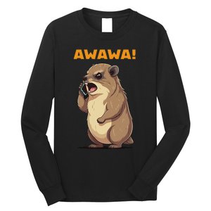 Rock Hyrax Awawa Angry Phonecall Funny Groundhog Dassie Long Sleeve Shirt