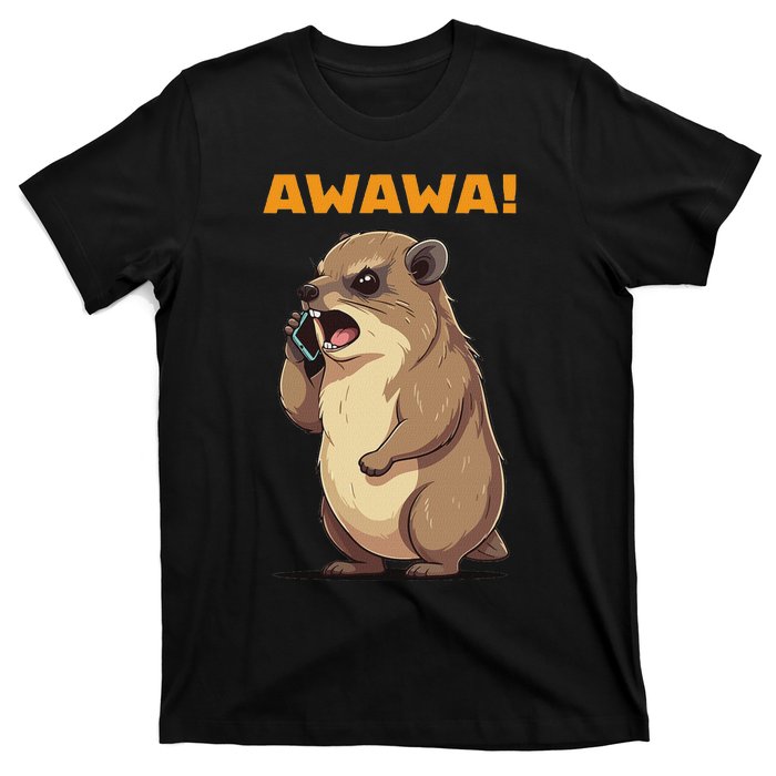 Rock Hyrax Awawa Angry Phonecall Funny Groundhog Dassie T-Shirt