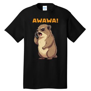 Rock Hyrax Awawa Angry Phonecall Funny Groundhog Dassie Tall T-Shirt