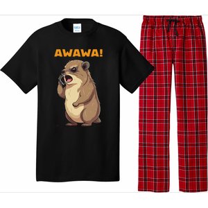 Rock Hyrax Awawa Angry Phonecall Funny Groundhog Dassie Pajama Set