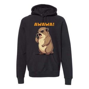 Rock Hyrax Awawa Angry Phonecall Funny Groundhog Dassie Premium Hoodie