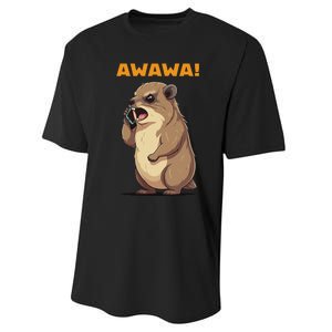 Rock Hyrax Awawa Angry Phonecall Funny Groundhog Dassie Performance Sprint T-Shirt