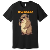 Rock Hyrax Awawa Angry Phonecall Funny Groundhog Dassie Premium T-Shirt