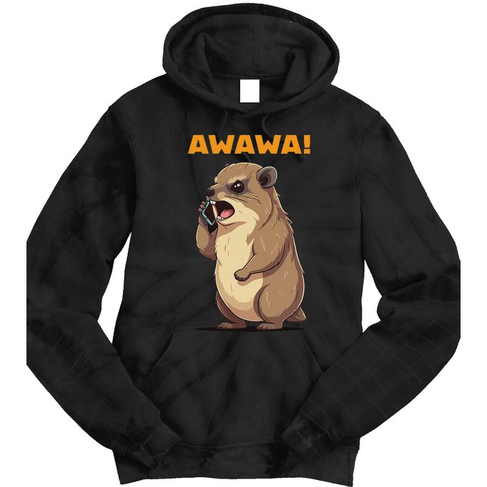 Rock Hyrax Awawa Angry Phonecall Funny Groundhog Dassie Tie Dye Hoodie