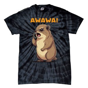 Rock Hyrax Awawa Angry Phonecall Funny Groundhog Dassie Tie-Dye T-Shirt