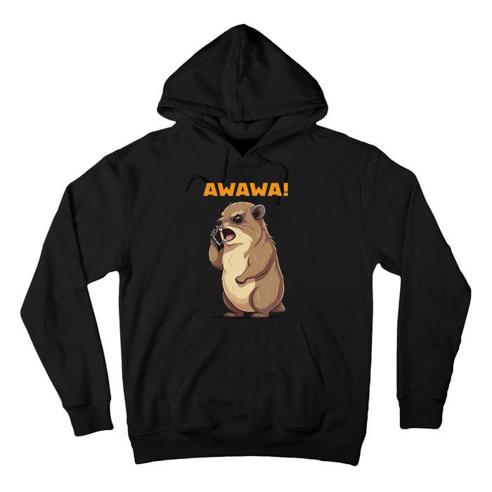 Rock Hyrax Awawa Angry Phonecall Funny Groundhog Dassie Tall Hoodie