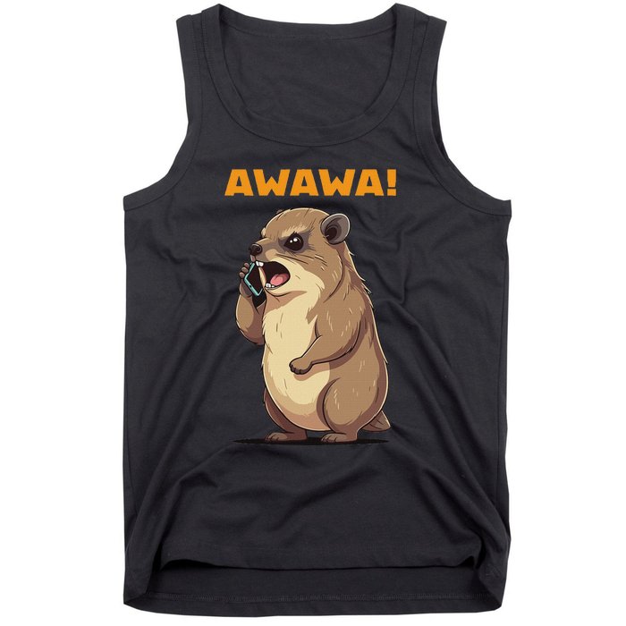 Rock Hyrax Awawa Angry Phonecall Funny Groundhog Dassie Tank Top