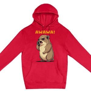 Rock Hyrax Awawa Angry Phonecall Funny Groundhog Dassie Premium Pullover Hoodie