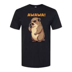 Rock Hyrax Awawa Angry Phonecall Funny Groundhog Dassie Softstyle CVC T-Shirt