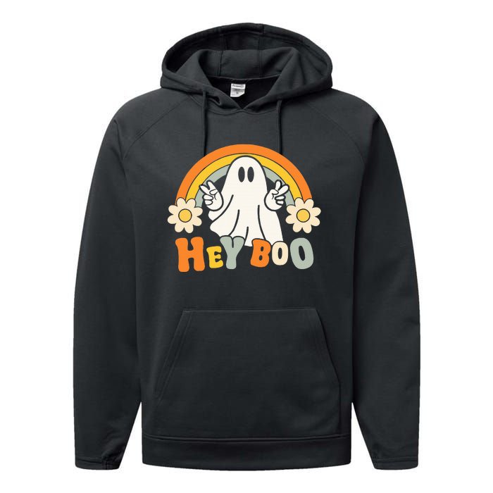 rainbow hey boo cute ghost  halloween customer Performance Fleece Hoodie