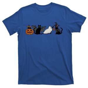 Retro Halloween Black Cat Pumpkin Cat Ghost For Cat Lovers Gift T-Shirt