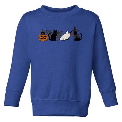 Retro Halloween Black Cat Pumpkin Cat Ghost For Cat Lovers Gift Toddler Sweatshirt