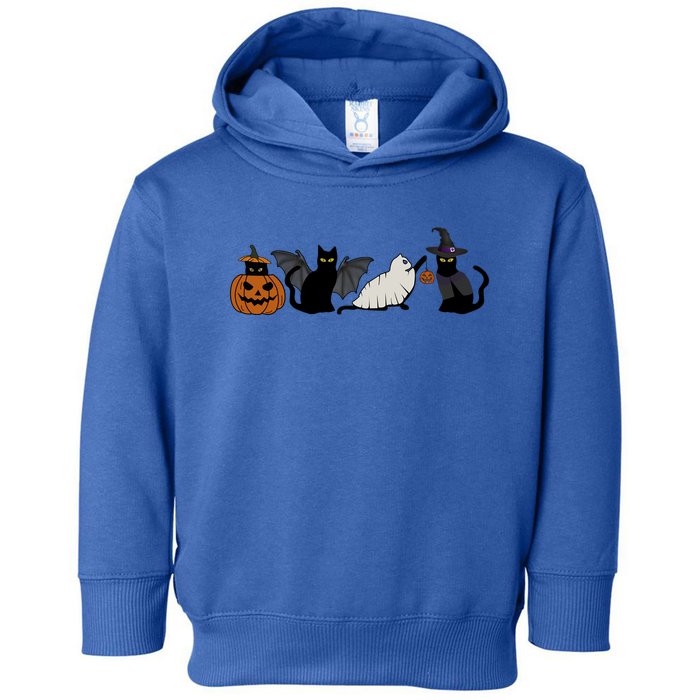 Retro Halloween Black Cat Pumpkin Cat Ghost For Cat Lovers Gift Toddler Hoodie