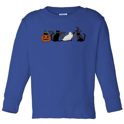 Retro Halloween Black Cat Pumpkin Cat Ghost For Cat Lovers Gift Toddler Long Sleeve Shirt