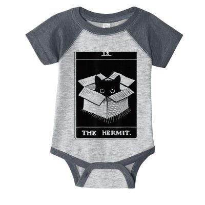 Retro Halloween Black Cat The Hermit Tarot Card Witchcraft Infant Baby Jersey Bodysuit