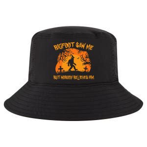 Retro Halloween Bigfoot Saw Me But Nobody Believes Him Gift Cool Comfort Performance Bucket Hat