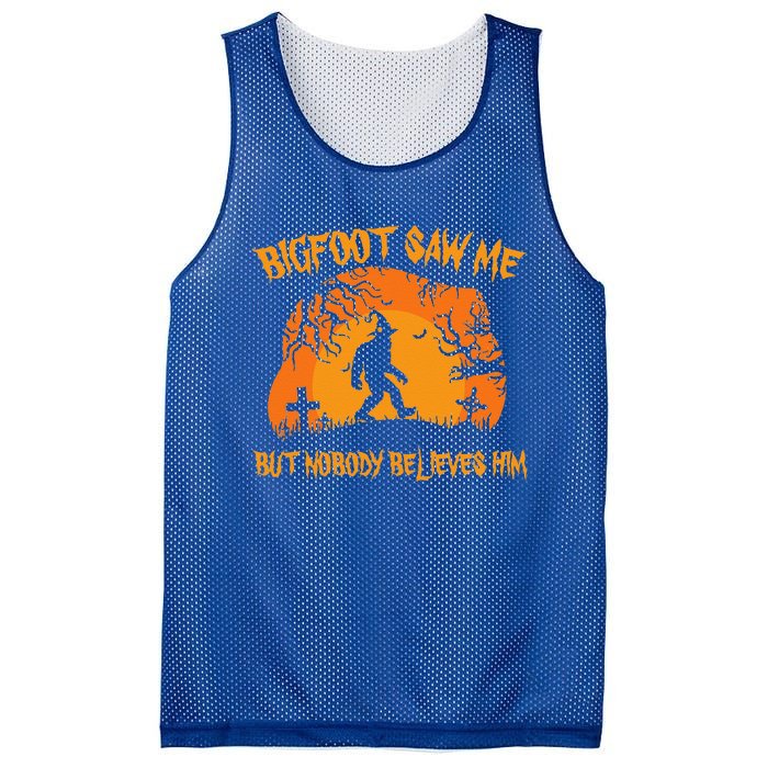 Retro Halloween Bigfoot Saw Me But Nobody Believes Him Gift Mesh Reversible Basketball Jersey Tank