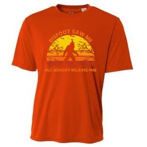 Retro Halloween Bigfoot Saw Me But Nobody Believes Him Cooling Performance Crew T-Shirt