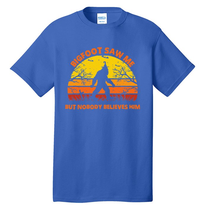 Retro Halloween Bigfoot Saw Me But Nobody Believes Him Tall T-Shirt