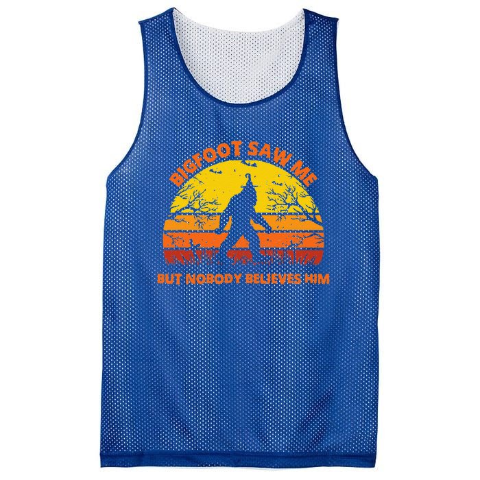 Retro Halloween Bigfoot Saw Me But Nobody Believes Him Mesh Reversible Basketball Jersey Tank