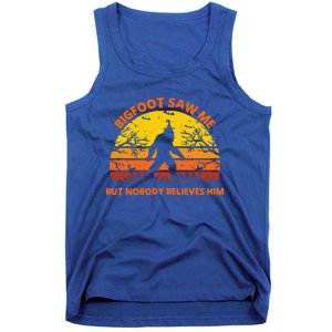 Retro Halloween Bigfoot Saw Me But Nobody Believes Him Tank Top