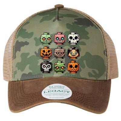 Retro Horror Bricks Head Scary Halloween Mask Legacy Tie Dye Trucker Hat