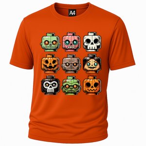 Retro Horror Bricks Head Scary Halloween Mask Cooling Performance Crew T-Shirt