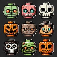 Retro Horror Bricks Head Scary Halloween Mask Garment-Dyed Heavyweight T-Shirt