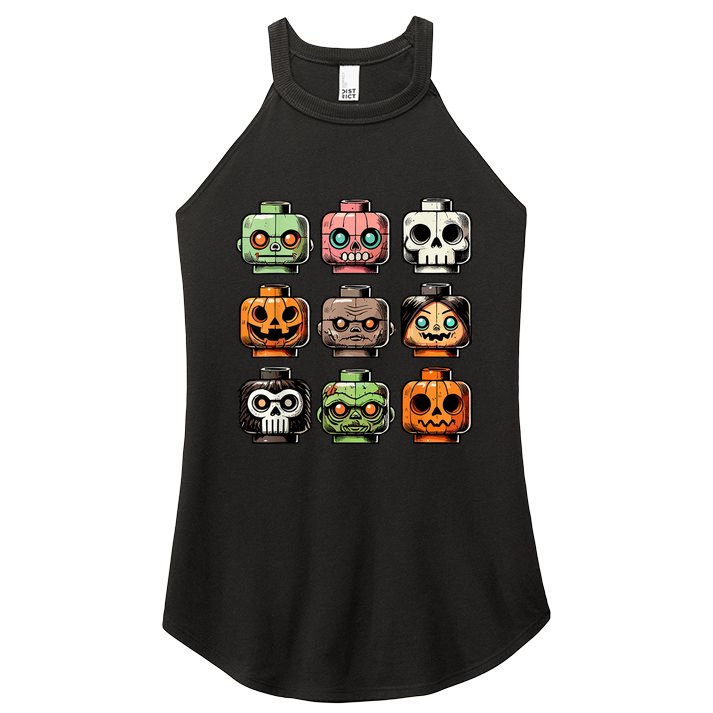 Retro Horror Bricks Head Scary Halloween Mask Women's Perfect Tri Rocker Tank