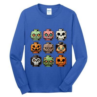 Retro Horror Bricks Head Scary Halloween Mask Tall Long Sleeve T-Shirt