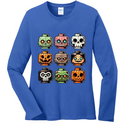 Retro Horror Bricks Head Scary Halloween Mask Ladies Long Sleeve Shirt
