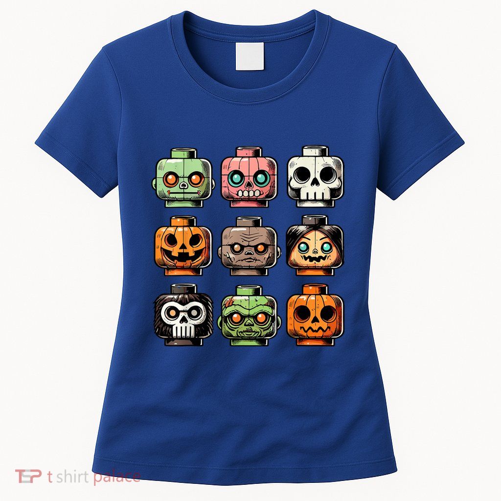 Retro Horror Bricks Head Scary Halloween Mask Womens T-Shirt