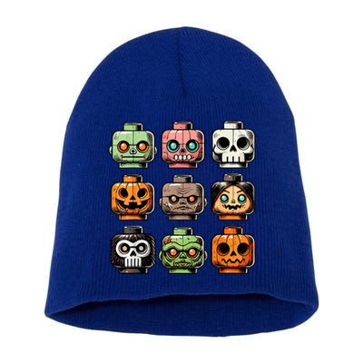 Retro Horror Bricks Head Scary Halloween Mask Short Acrylic Beanie