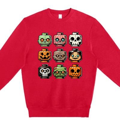 Retro Horror Bricks Head Scary Halloween Mask Premium Crewneck Sweatshirt