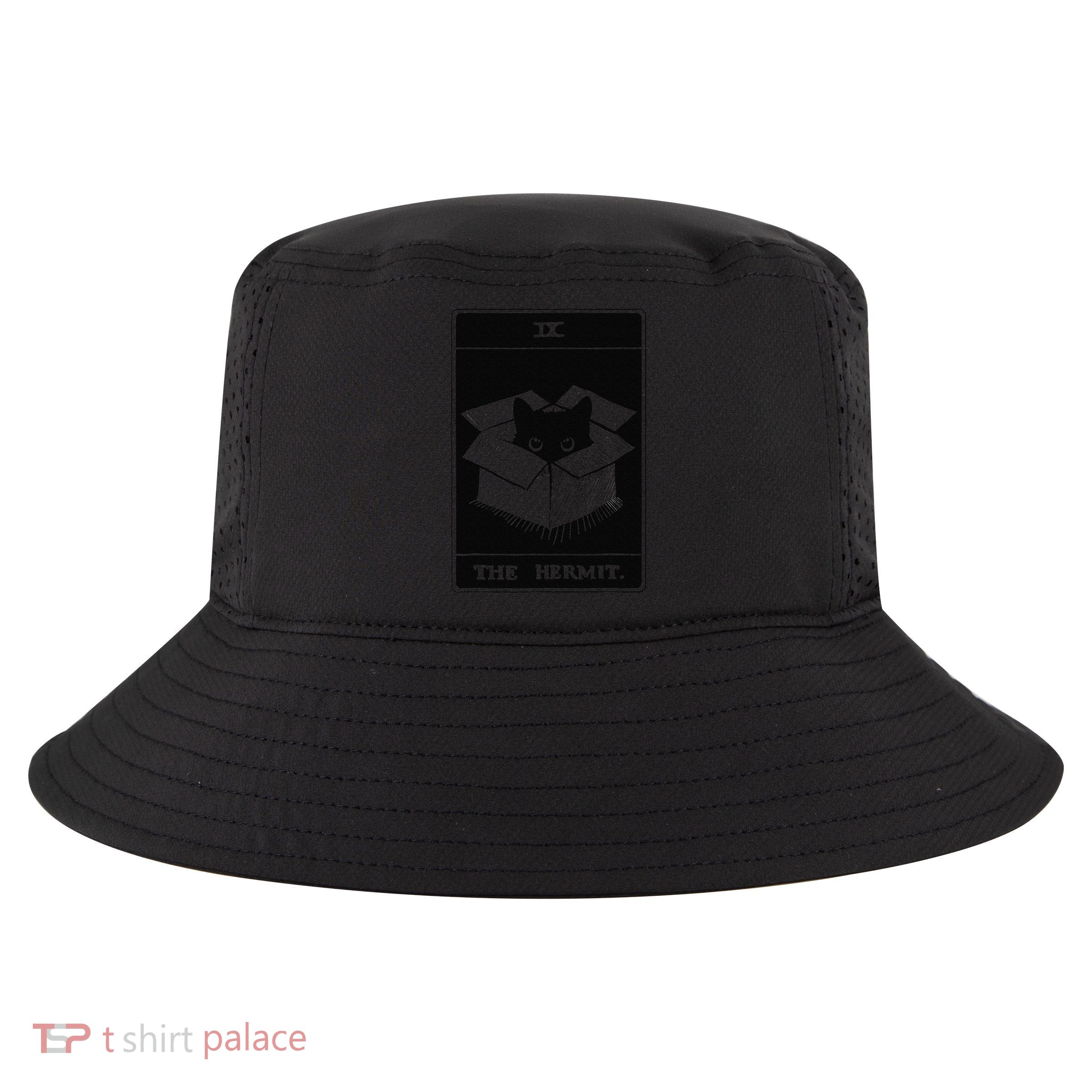 Retro Halloween Black Cat The Hermit Tarot Card Witchcraft Cool Comfort Performance Bucket Hat