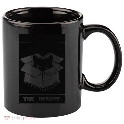 Retro Halloween Black Cat The Hermit Tarot Card Witchcraft 11oz C Handle Ceramic Mug