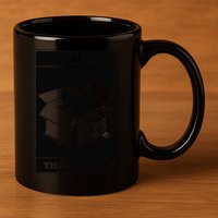 Retro Halloween Black Cat The Hermit Tarot Card Witchcraft 11oz C Handle Ceramic Mug