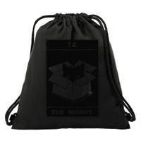Retro Halloween Black Cat The Hermit Tarot Card Witchcraft Drawstring Bag