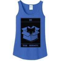 Retro Halloween Black Cat The Hermit Tarot Card Witchcraft Ladies Essential Tank