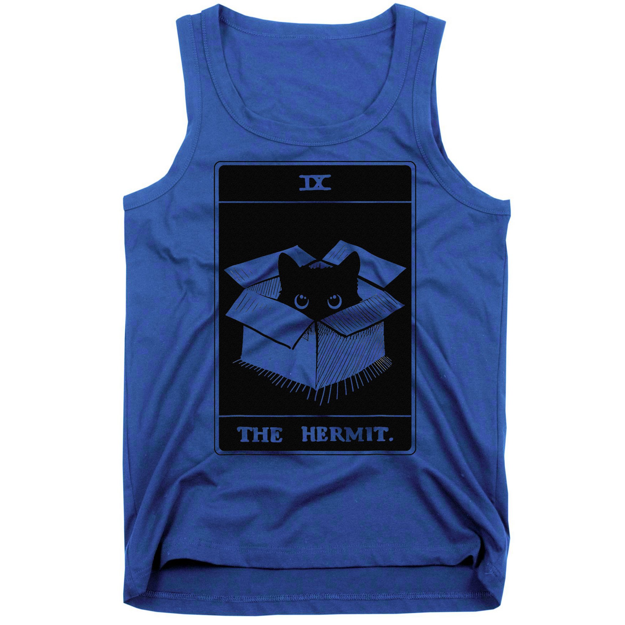 Retro Halloween Black Cat The Hermit Tarot Card Witchcraft Tank Top