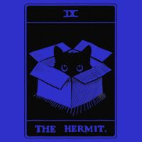 Retro Halloween Black Cat The Hermit Tarot Card Witchcraft Women's V-Neck T-Shirt