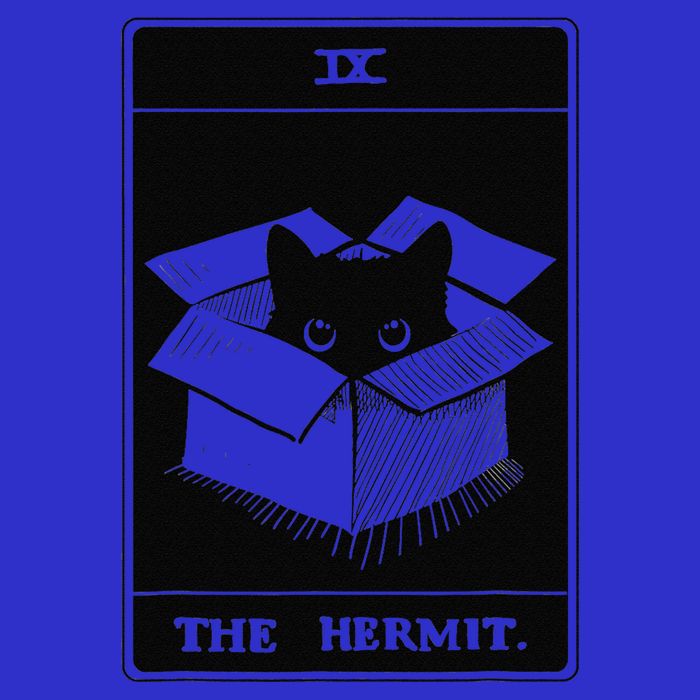 Retro Halloween Black Cat The Hermit Tarot Card Witchcraft Women's V-Neck T-Shirt